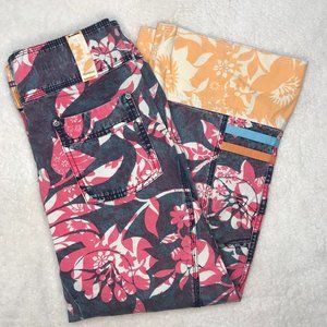 Oilily Tropical Floral Wide Leg Pants - Pink, Blue, Orange